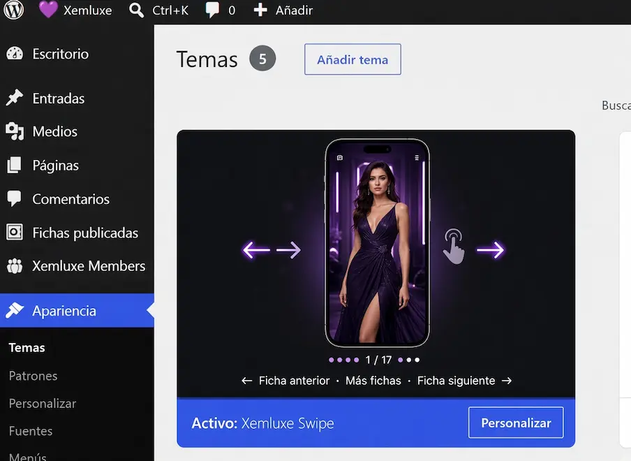instalar luxury models wordpress